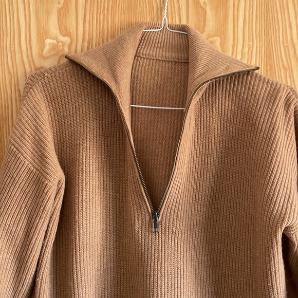Madewell long sleeve camel color sweater with zipper - Picture 6 of 9